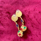 Gold Metal Resin Drop Earrings Multi Colored