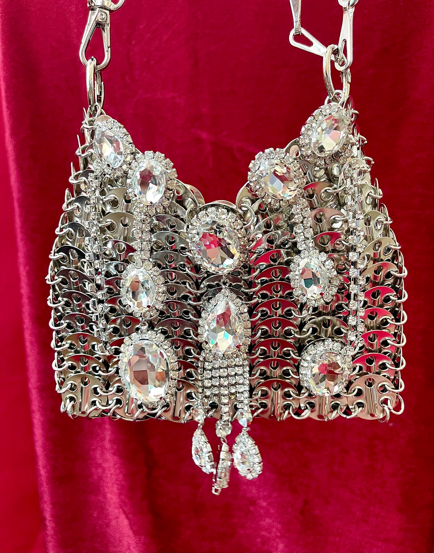 Metal Bag Crystal Charms Phone Holder Style Paco Rabanne ( Style 2 )