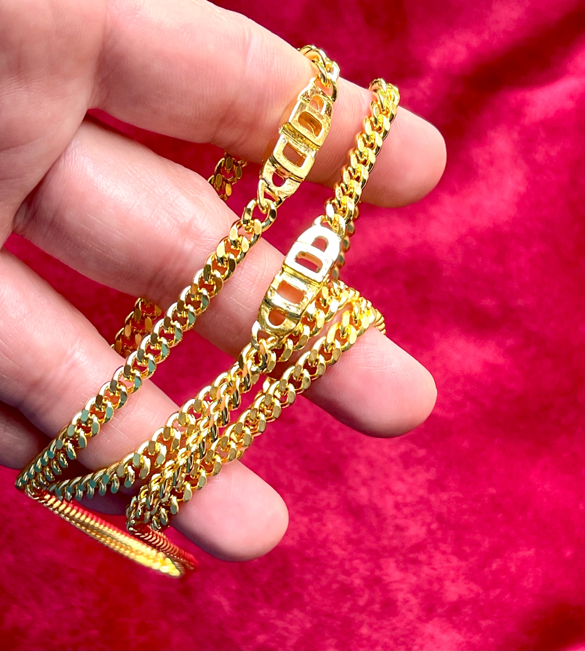 Dior vintage gold plated long necklace CD charms 