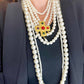 Vintage Statement Faux Pearls Necklace New Cross Pendant