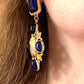 Boucles d'Oreilles Résine Bleue Métal Doré Clair