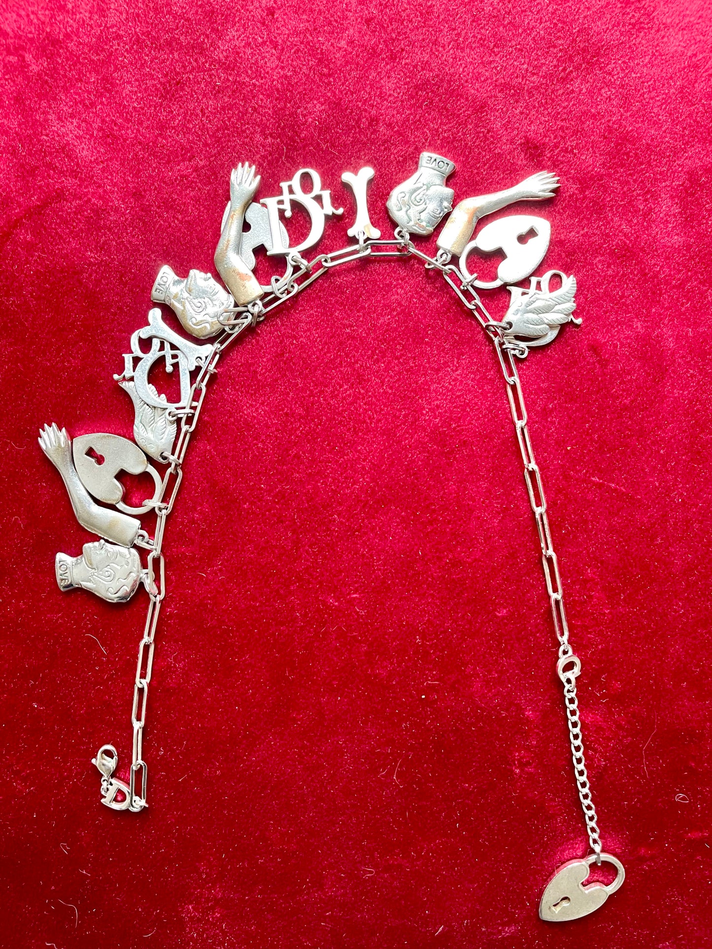 Collier à breloques Dior Vintage en argent