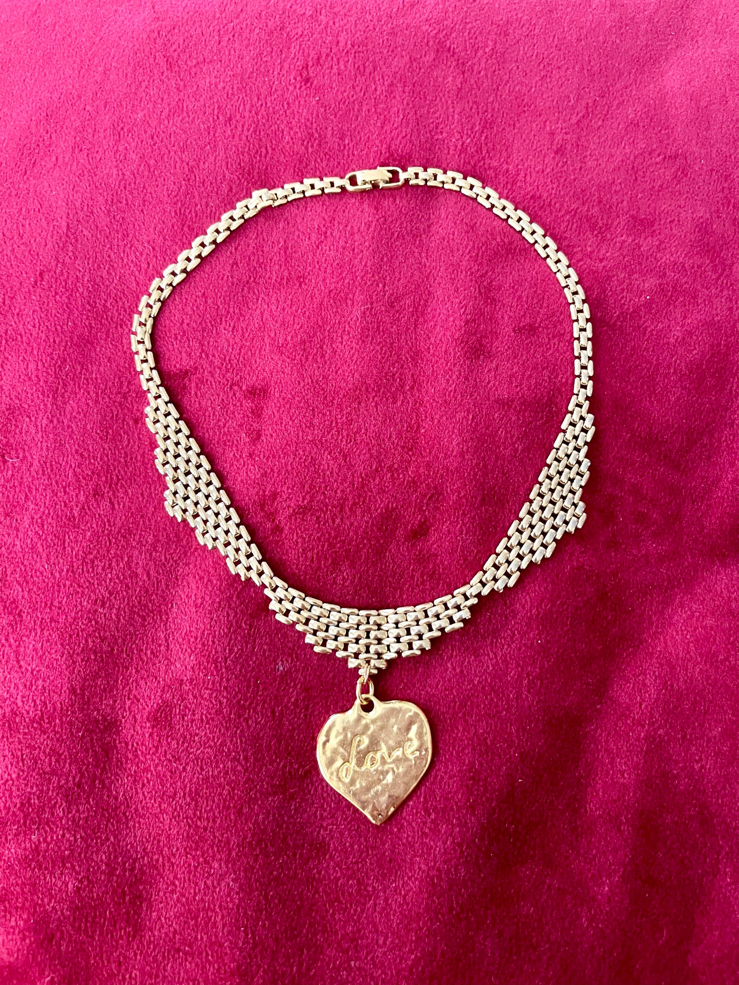 Refurbished18KG Vintage Yves Saint Laurent Love Pendant Monet Necklace