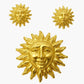 gold plated vintage sun jewellery set on white background 