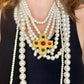 Vintage Statement Faux Pearls Necklace New Cross Pendant