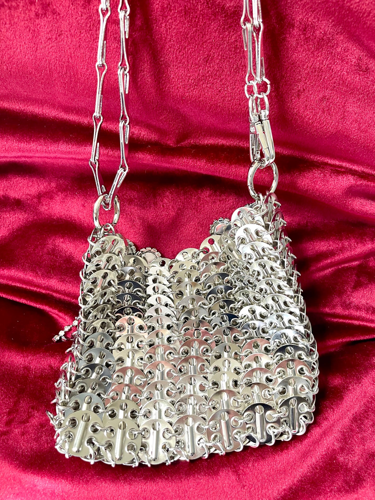 Metal Crystal Charms Purse Phone Holder Style Paco Rabanne