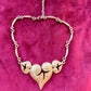 Vintage 80's raro Art Nouveau oro metal corazones collar estilo Christian Lacroix