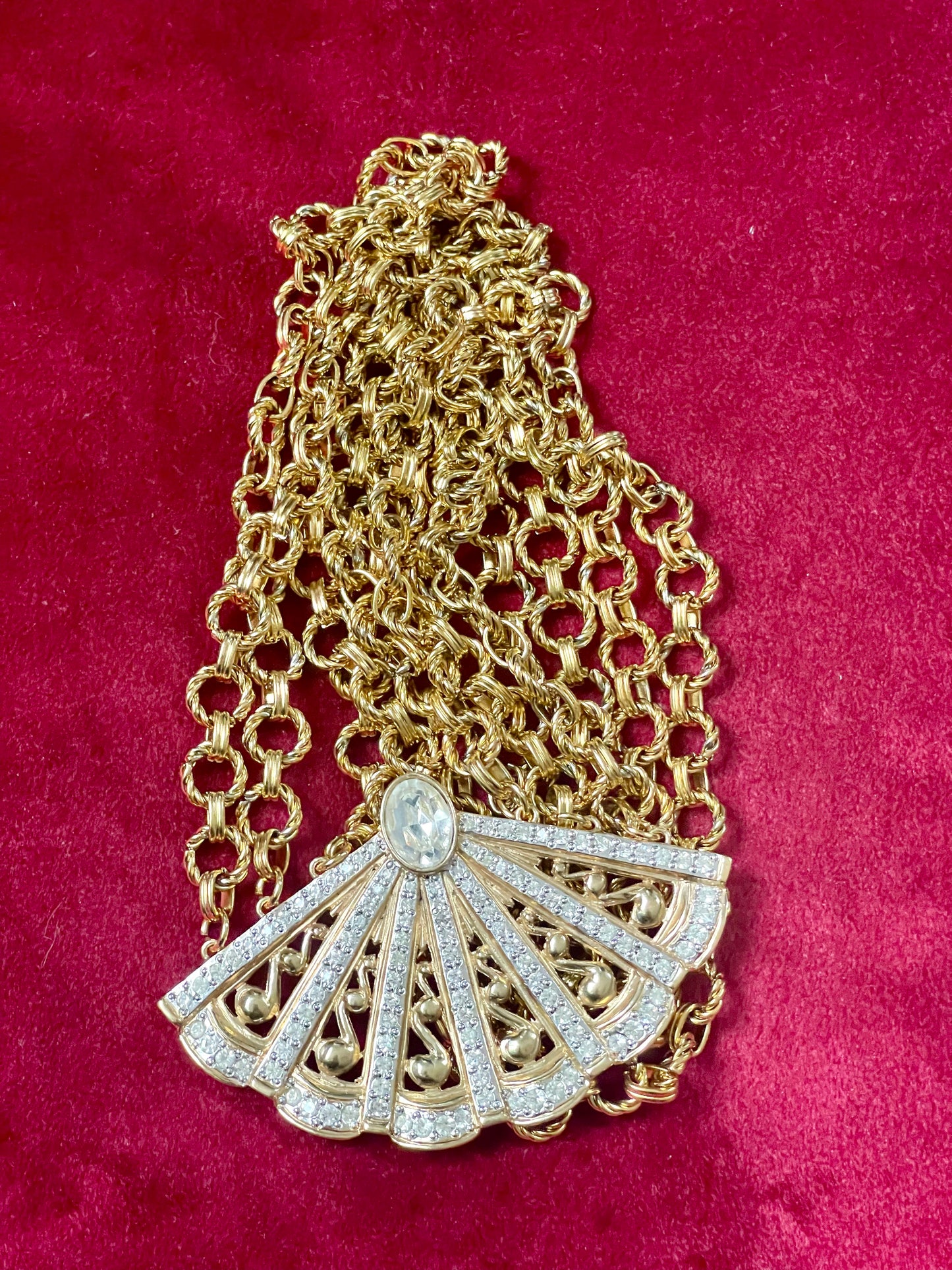 Collier pendentif éventail vintage Yves Saint Laurent