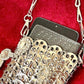 Phone holder silver metal Crystal crossbody bag style Paco Rabanne Sparkle 1969 close up showing phone and card holder 