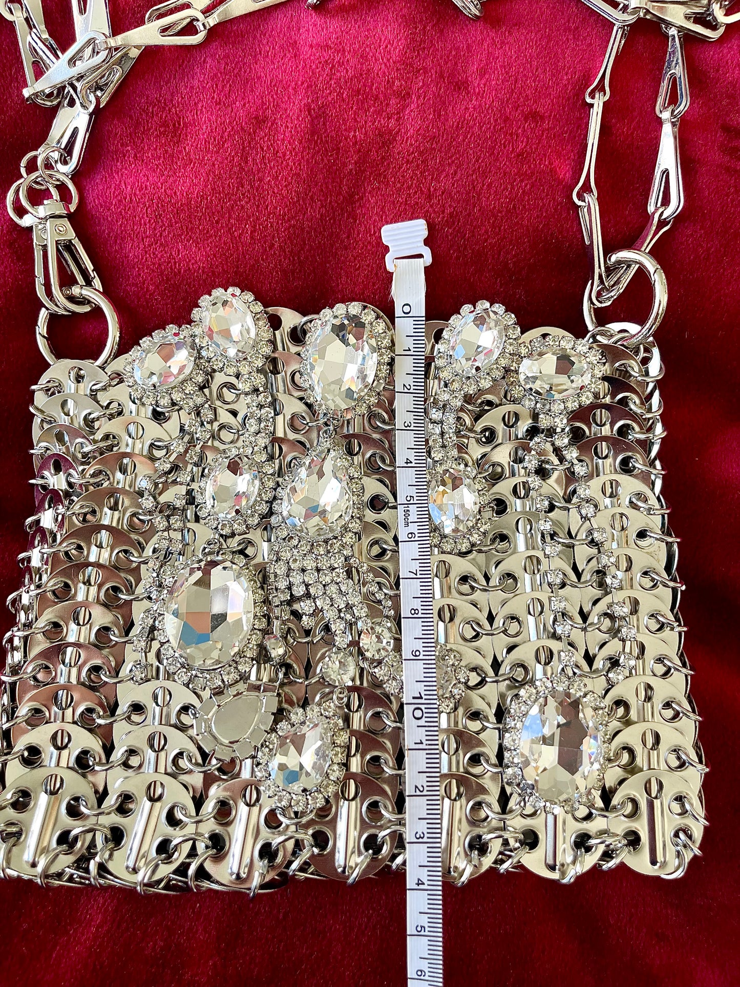 Metal Bag Crystal Charms Phone Holder Style Paco Rabanne ( Style 2 )