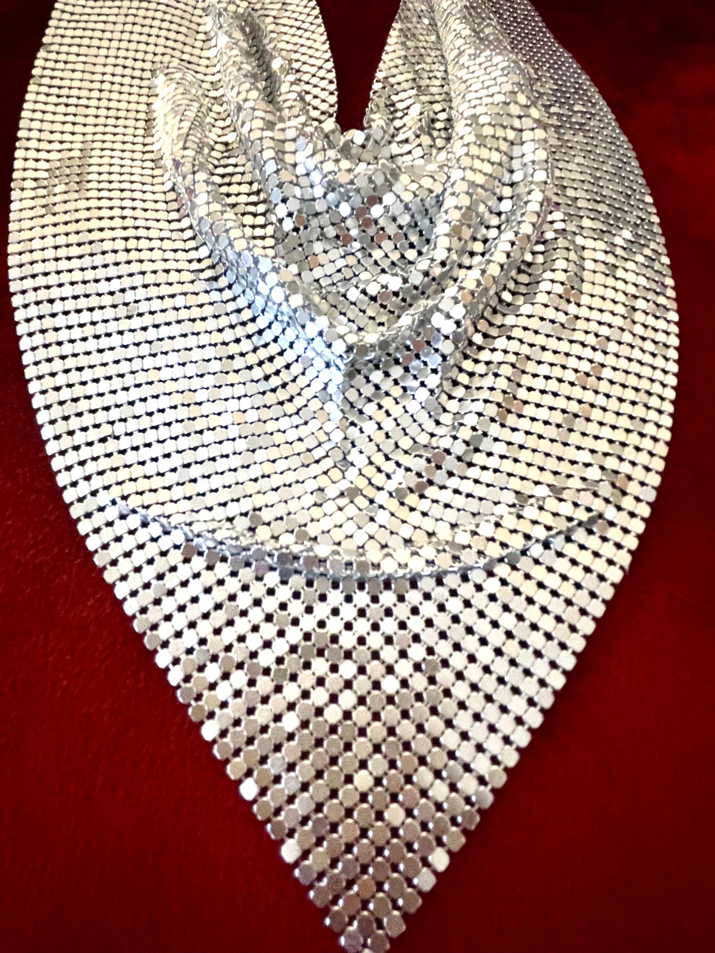 Silver Pixel Metal Scarf Necklace