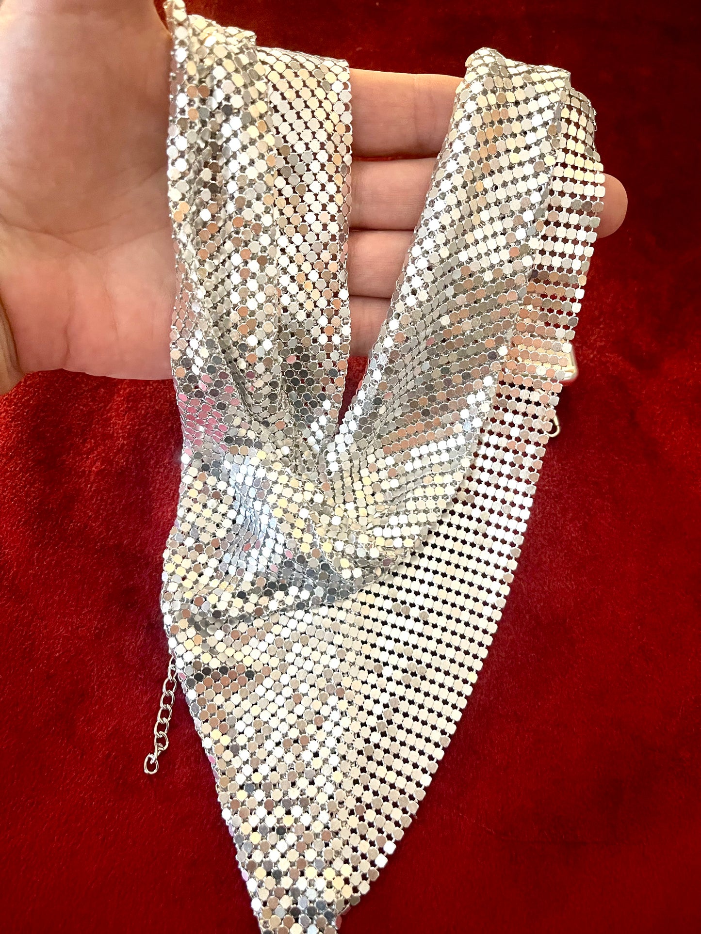 Silver Pixel Metal Scarf Necklace