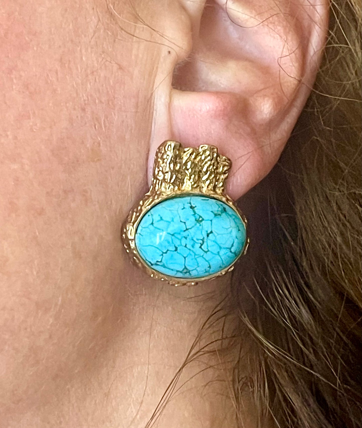 Sac vintage Yves Saint Laurent Arty turquoise et or