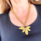 Vintage 80’s Yves Saint Laurent Leaf Pendant necklace authentic worn by model versatile adjustable design 