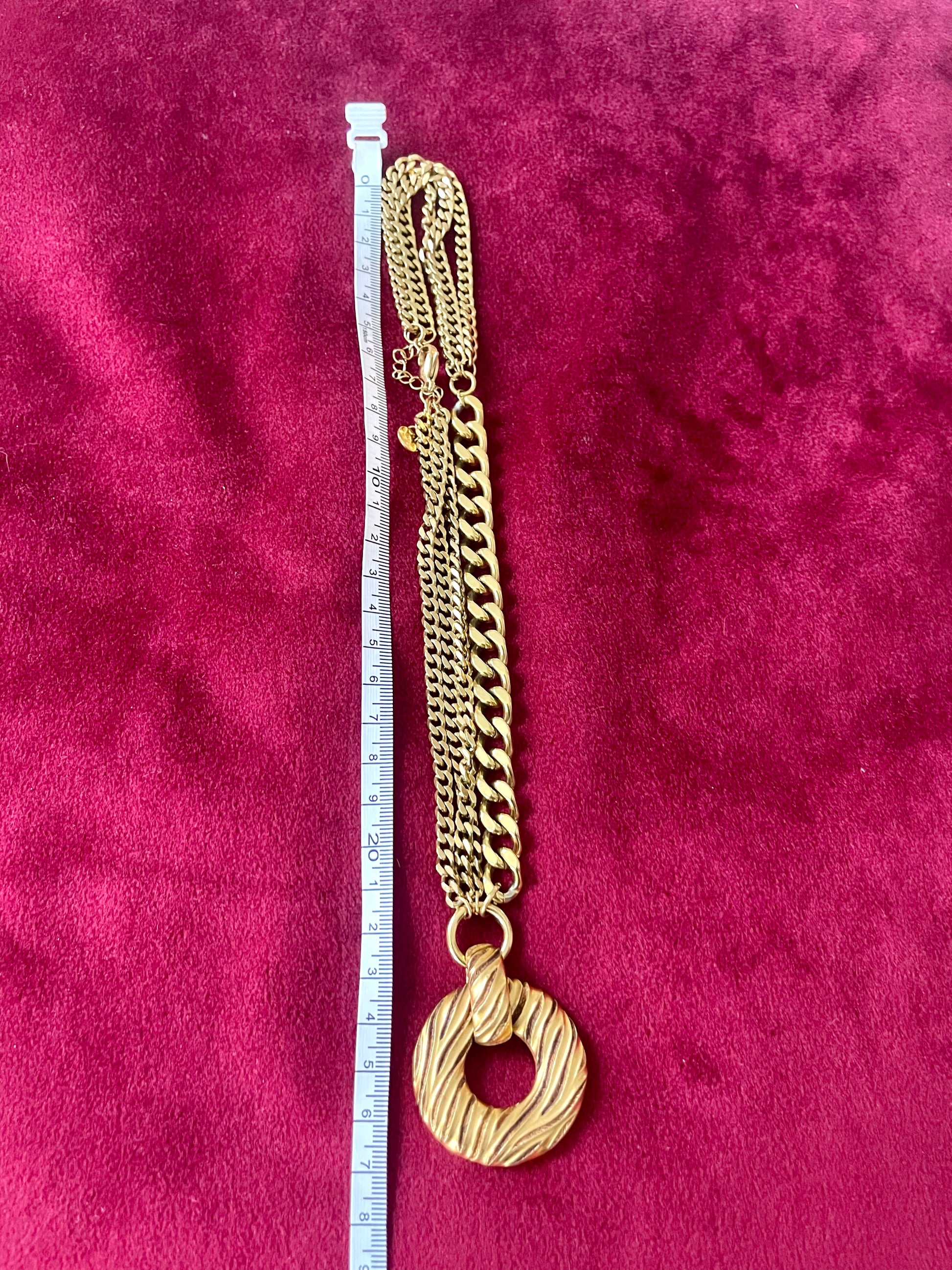 Yves Saint Laurent vintage pendant  stainless steel chain necklace With measuring tape 