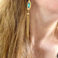 Boucles d'oreilles au design vintage avec cristaux de verre bleu plaqué or