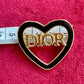 Vintage Black Enamel Dior Heart Brooch