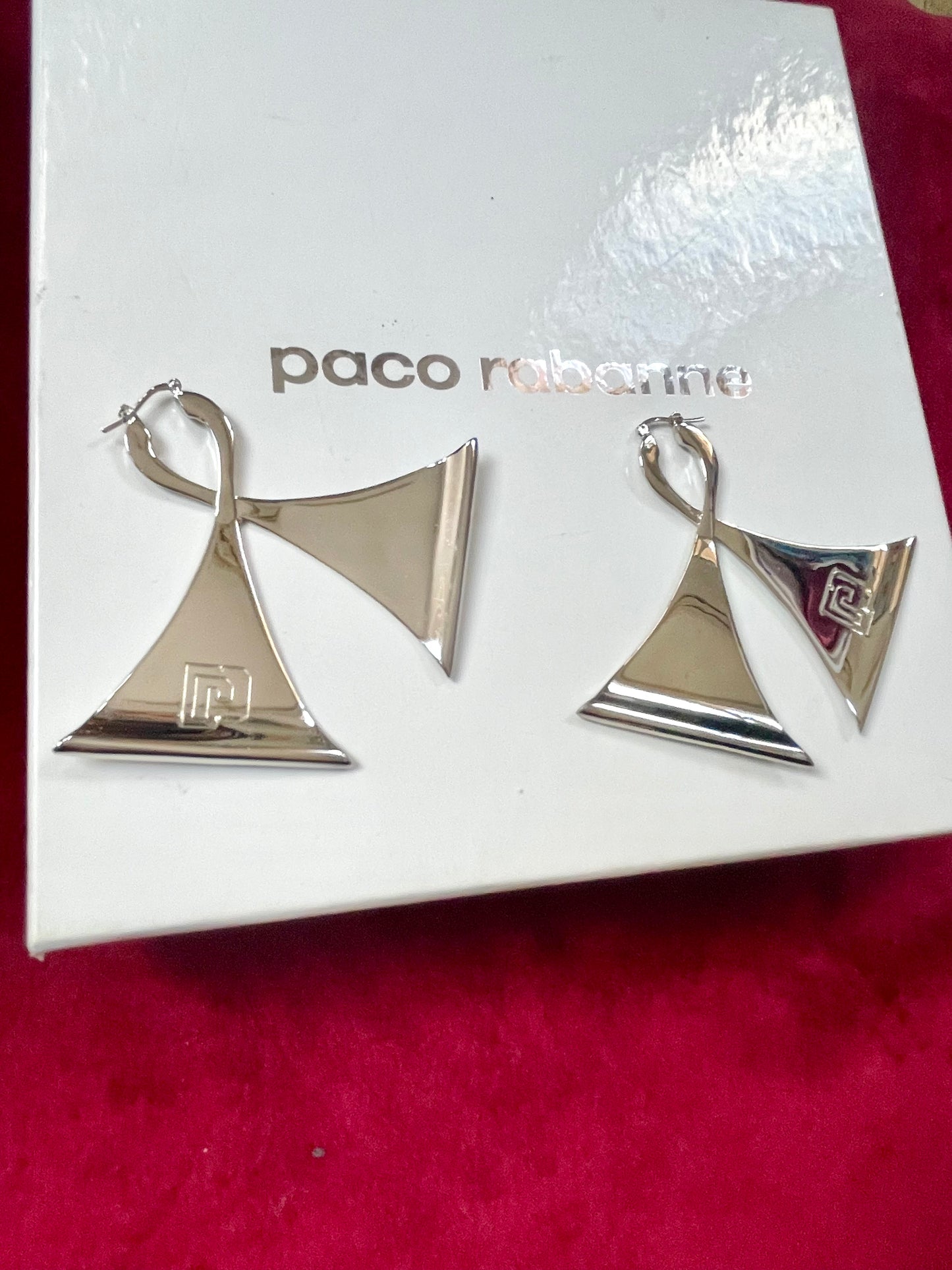 Pendientes de aro Paco Rabanne en tono plateado