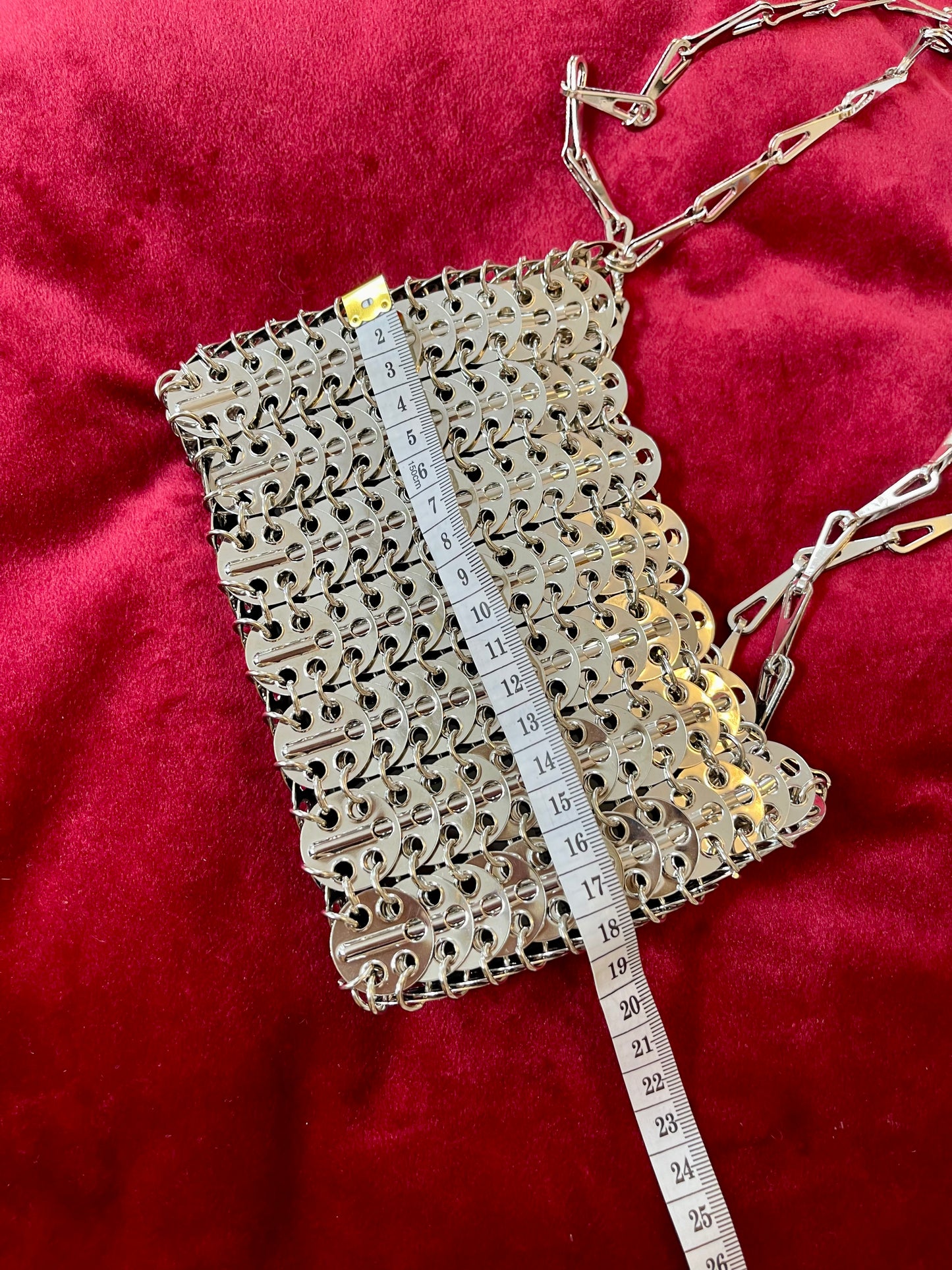 Silver Sparkle Design Mini Metal Bag Style Paco Rabanne