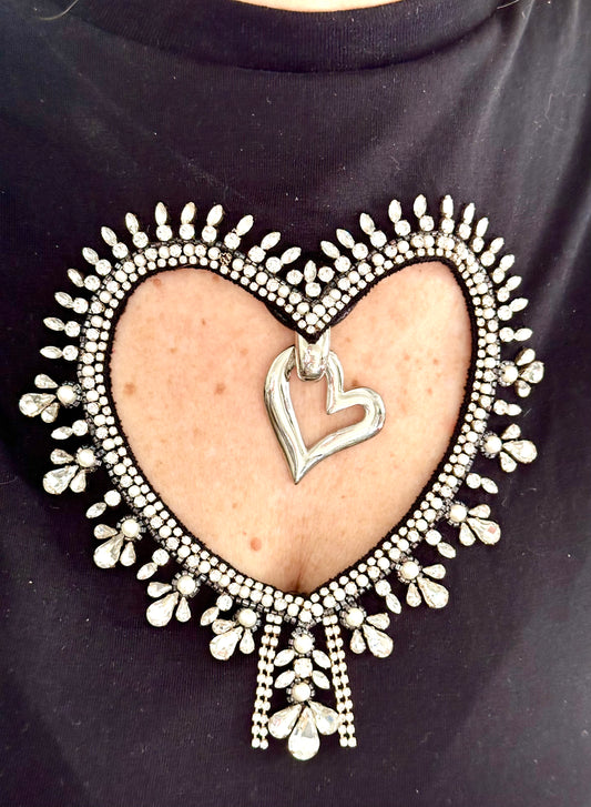 Rare pendentif coeur authentique Yves Saint Laurent remis à neuf de couleur blanche 18 carats