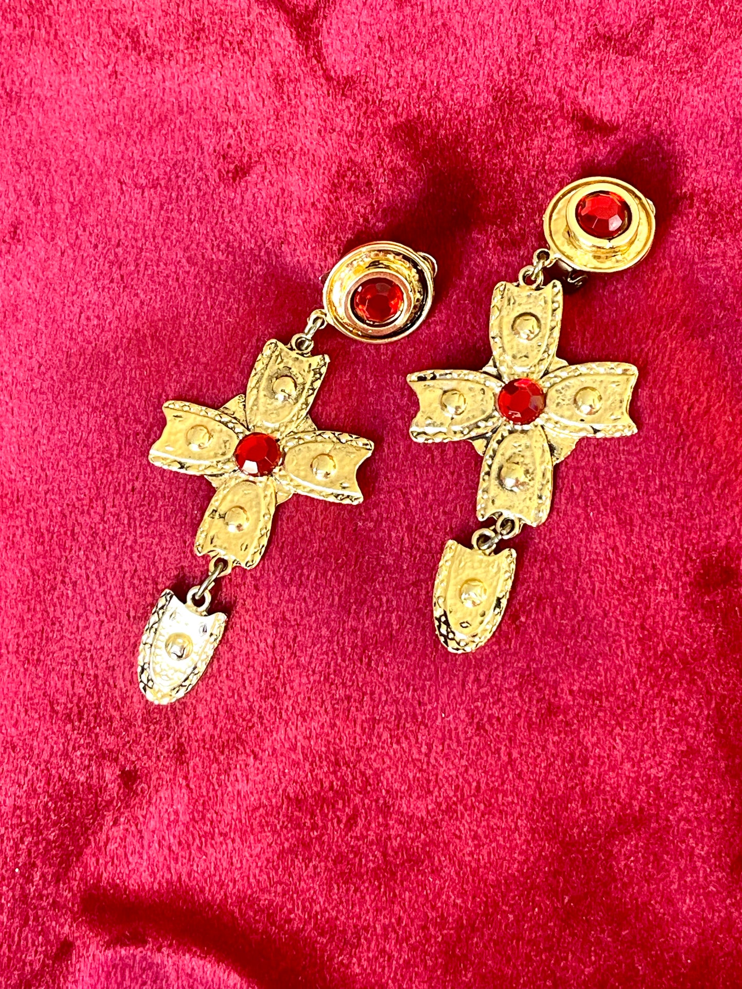 Boucles d'oreilles croix vintage des années 90