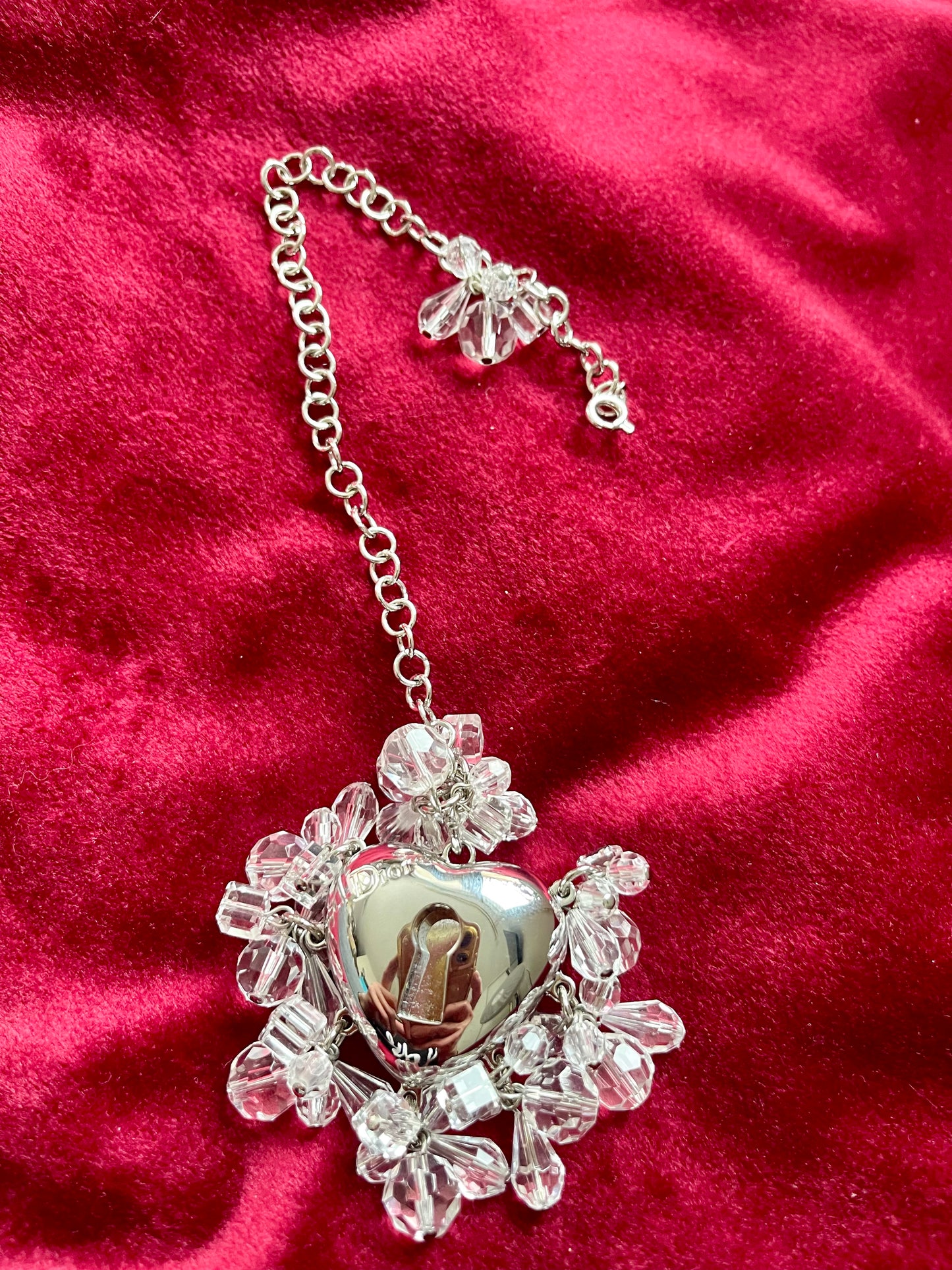 Charm para bolso con forma de corazón de plata de Dior, coleccionable vintage