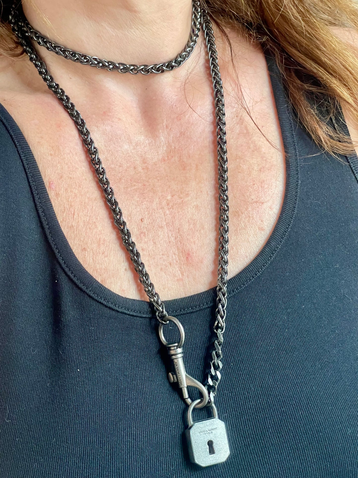 Saint Laurent Lock Charm Upcycled Necklace – Vintage Keychain Pendant
