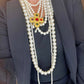 Vintage Statement Faux Pearls Necklace New Cross Pendant