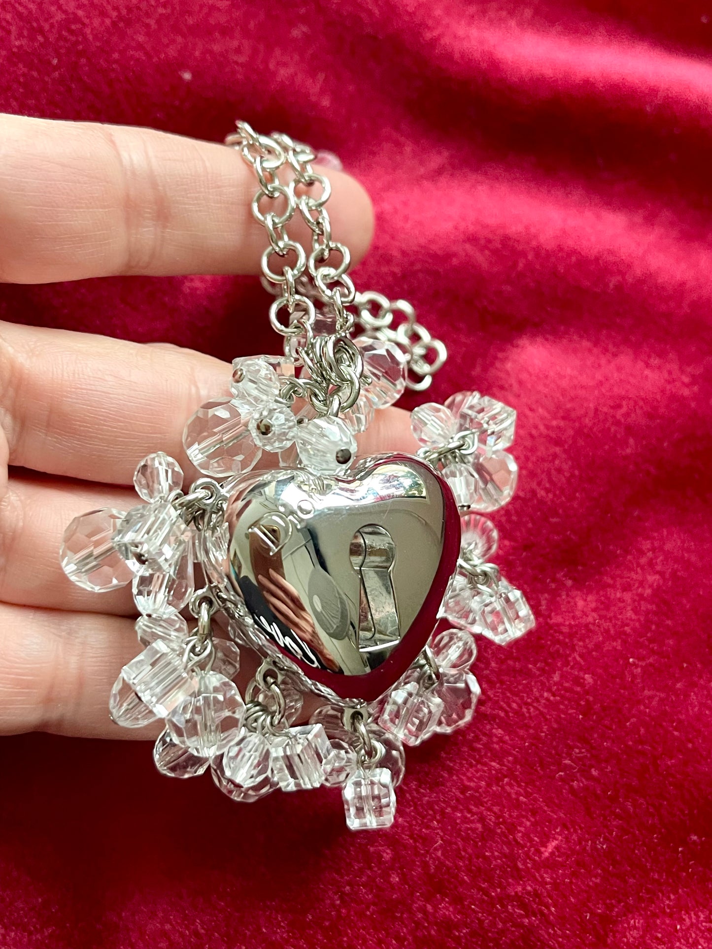 Charm para bolso con forma de corazón de plata de Dior, coleccionable vintage