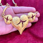 Vintage 80's raro Art Nouveau oro metal corazones collar estilo Christian Lacroix