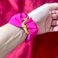 Vintage Dior Pink Silk Scarf & Gold Stainless Steel Bracelet – Customizable Set