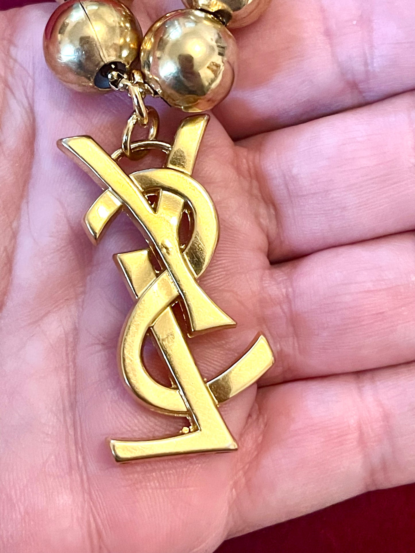 YSL Gold Vintage Charm Pendant Necklace