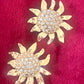 Vintage Yves Saint Laurent Sun Crystal Earrings – Gold Tone