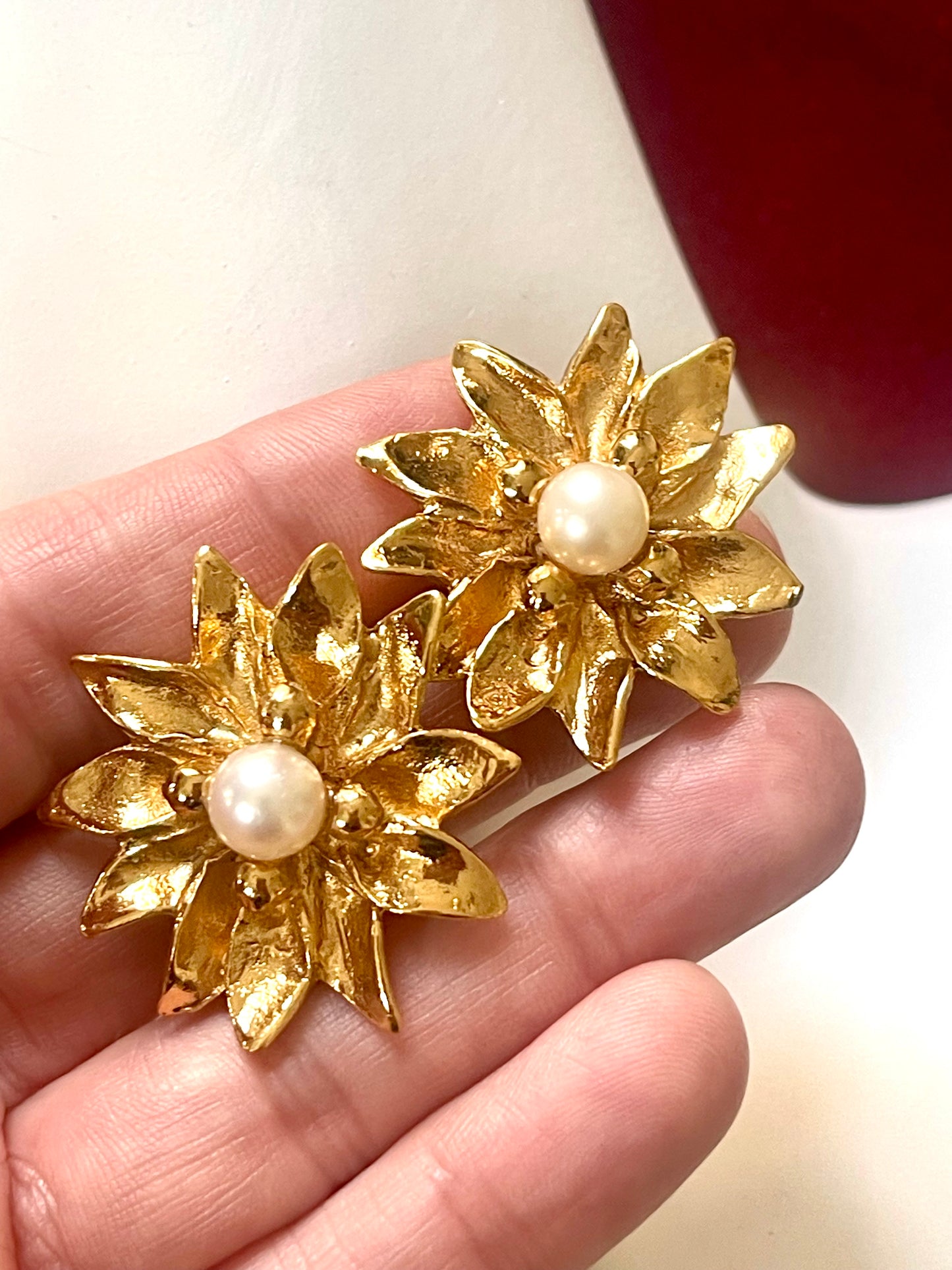 Vintage Yves Saint Laurent Floral pearl Earrings