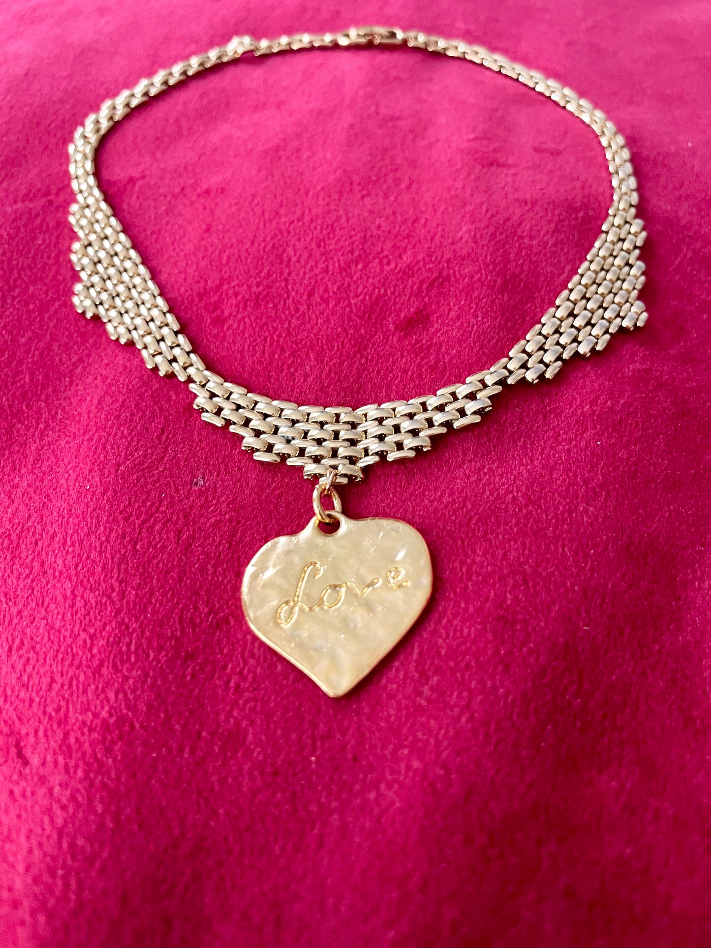 Refurbished18KG Vintage Yves Saint Laurent Love Pendant Monet Necklace