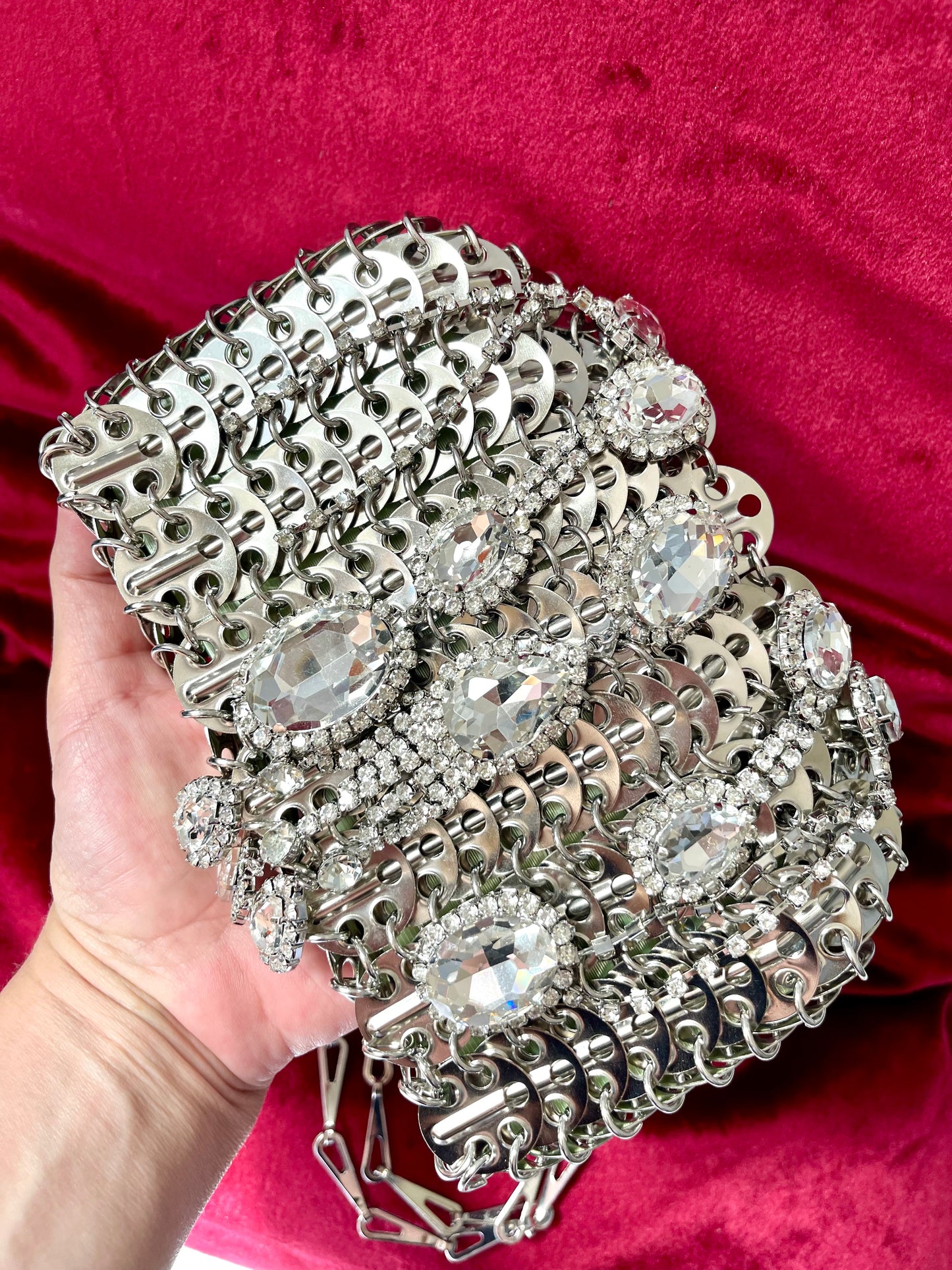 Metal Crystal Charms Purse Phone Holder Style Paco Rabanne