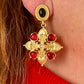 Boucles d'oreilles pique rouge style Christian Lacroix Yves Saint Laurent Vintage