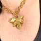 Chocker necklace Vintage 80’s Yves Saint Laurent Leaf Pendant authentic worn by model versatile adjustable design 