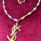 YSL Refurbished Enameled Gold Vintage Charm Pendant Pearl Necklace