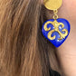 Boucles d'oreilles vintage Yves Saint Laurent Coeurs bleus ton or