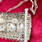 Width size Phone holder silver metal Crystal crossbody bag style Paco Rabanne Sparkle 1969 using a measuring tape