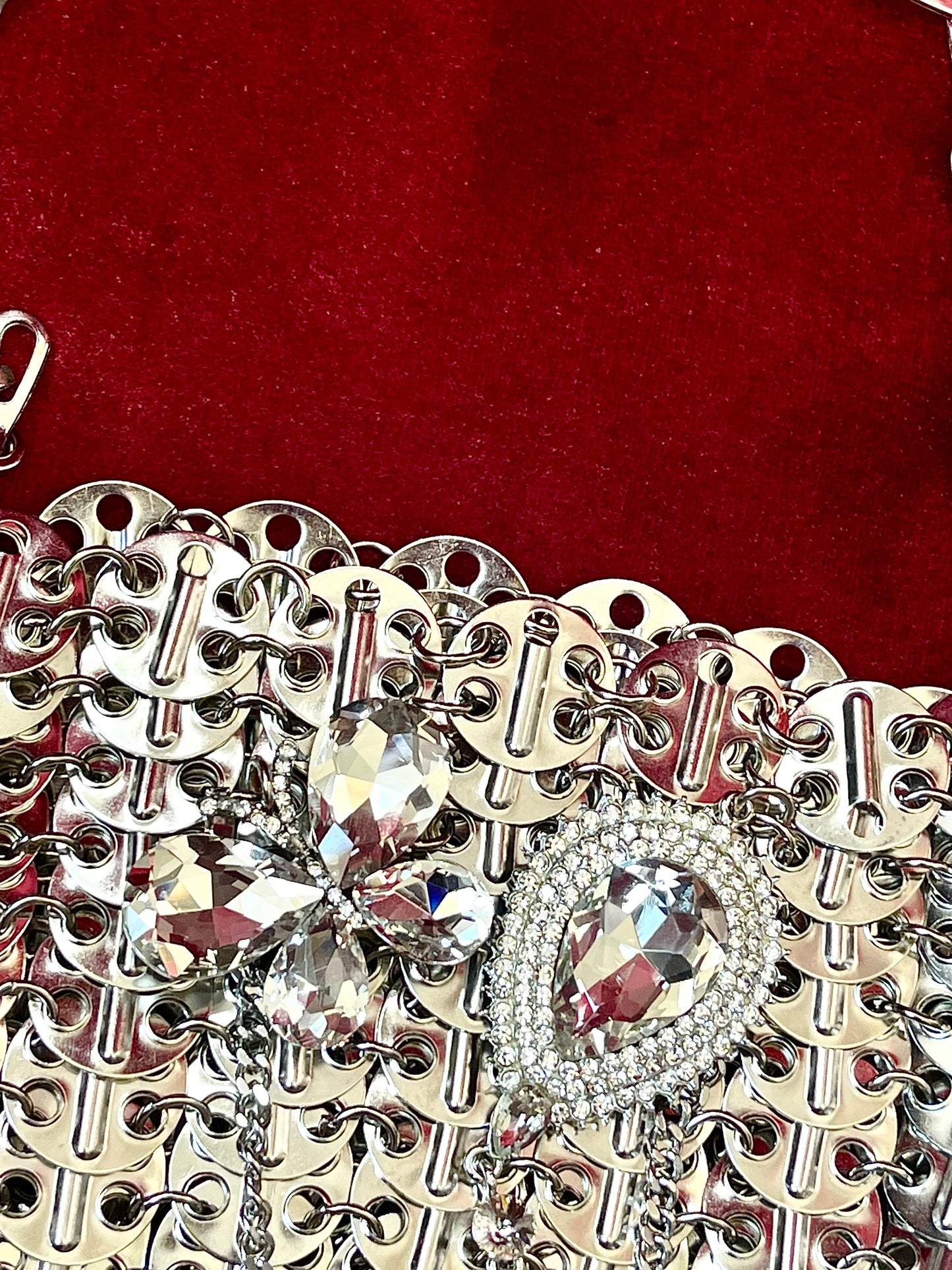 Metal & Dangling Crystal Charms Bag Style Paco Rabanne