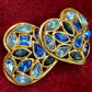 Vintage Yves Saint Laurent Blue Heart Crystal Earrings – Gold Tone