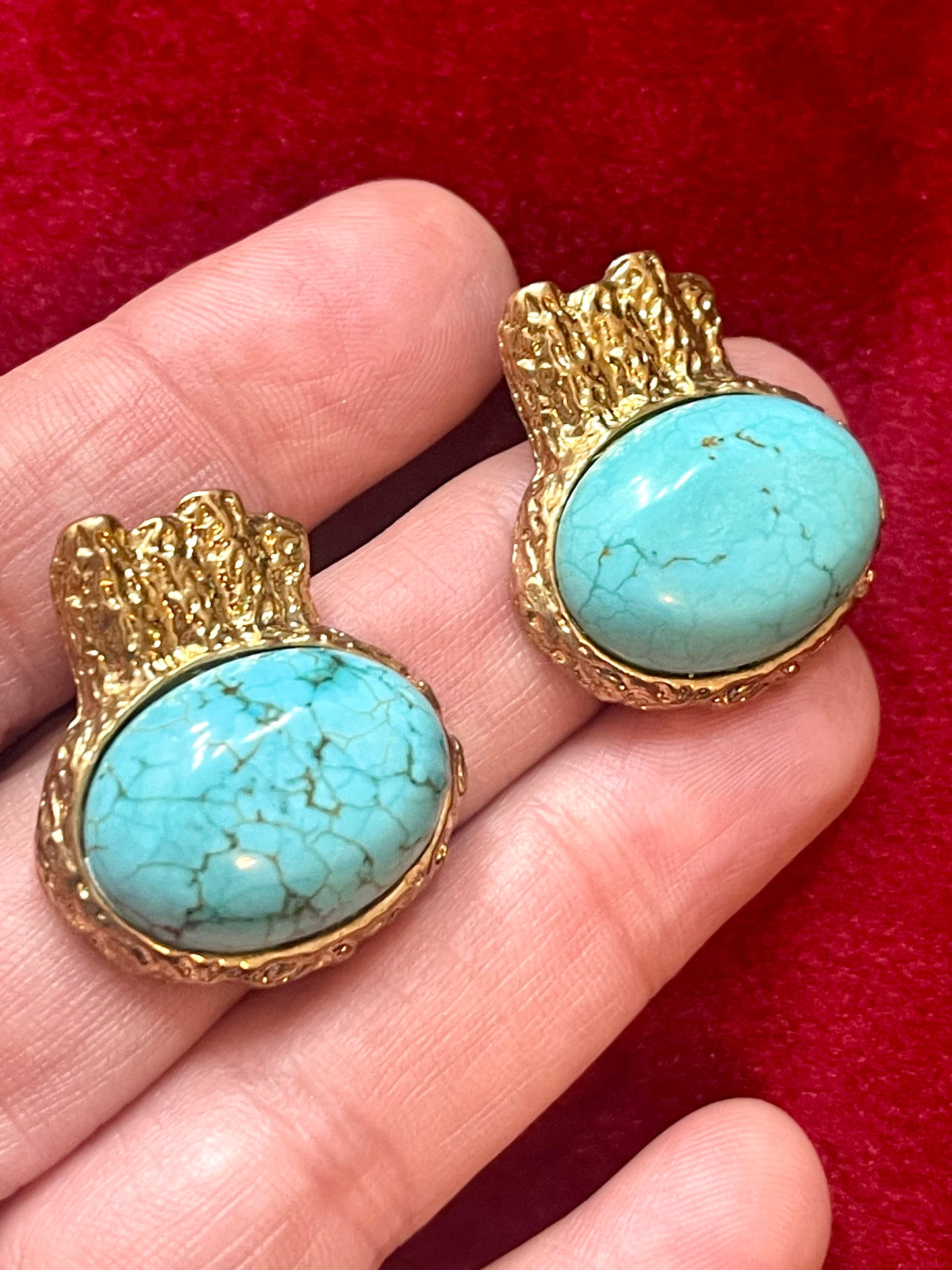 Sac vintage Yves Saint Laurent Arty turquoise et or