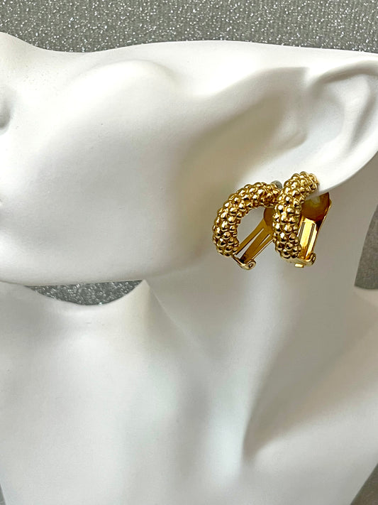 Grossé ( Christian Dior ) Boucles d'oreilles créoles dorées vintage