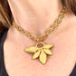 Chocker necklace Vintage 80’s Yves Saint Laurent Leaf Pendant authentic worn by model versatile adjustable design 