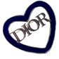 Vintage Black Enamel Dior Heart Brooch