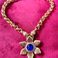 Rare Authentic Vintage Gold Flower Blue Rhinestone Yves Saint Laurent Brooch Pendant