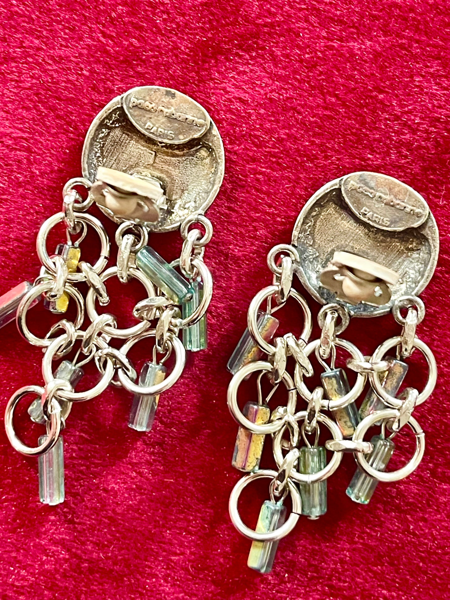 Pendientes vintage de plata vieja con efecto perla de Paco Rabanne