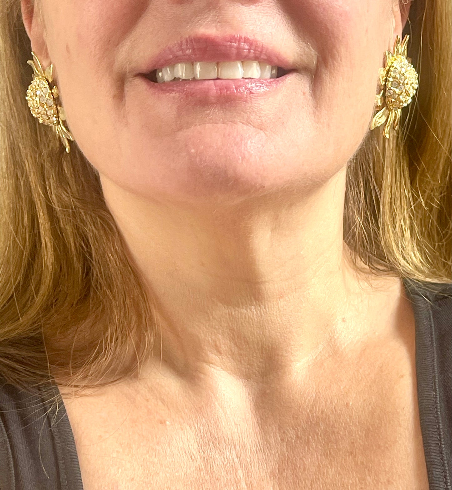 Vintage Yves Saint Laurent Sun Crystal Earrings – Gold Tone